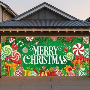 Christmas Garage Door Cover 7x16FT: Merry Christmas Decorations